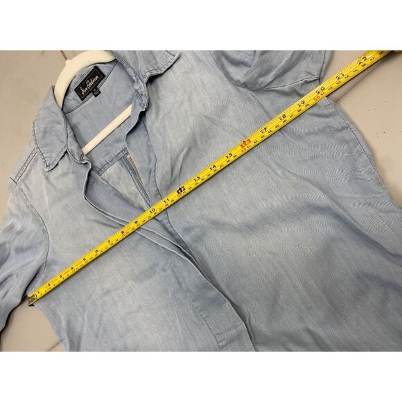 Sam Edelmam Chambray Button Down Shirt Womens size Medium Tencel Classic Boho - Picture 10 of 11